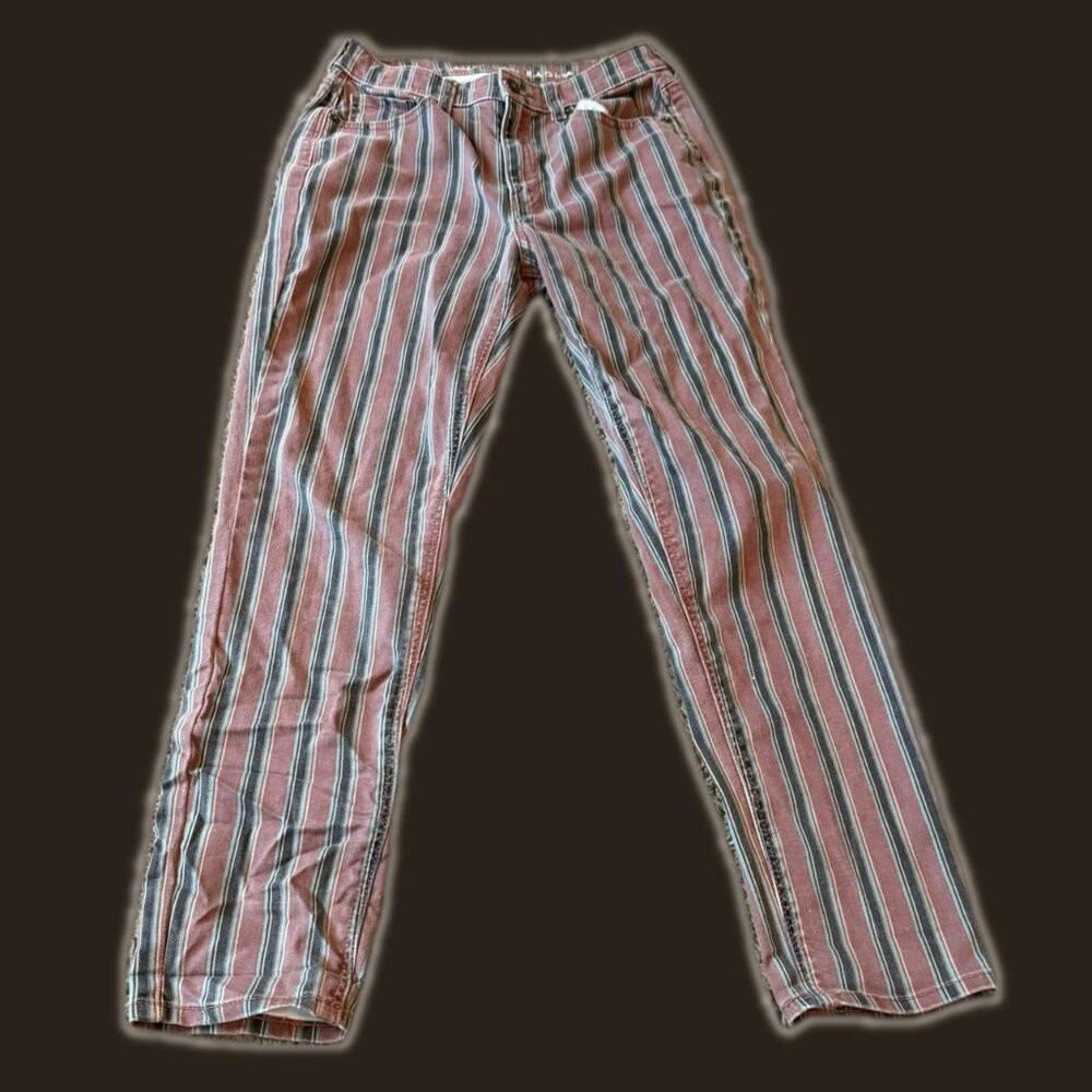 american eagle multi-colored striped high-waisted jeans
